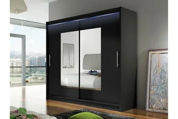 Rilievo Garderob m. Spegel 180x215 cm - Brun - Förvaring - Garderober & garderobssystem