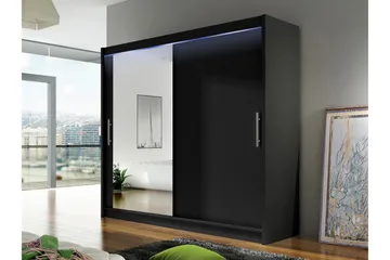 Rilievo Garderob m. Spegel 180x215 cm - Brun - Förvaring - Garderober & garderobssystem