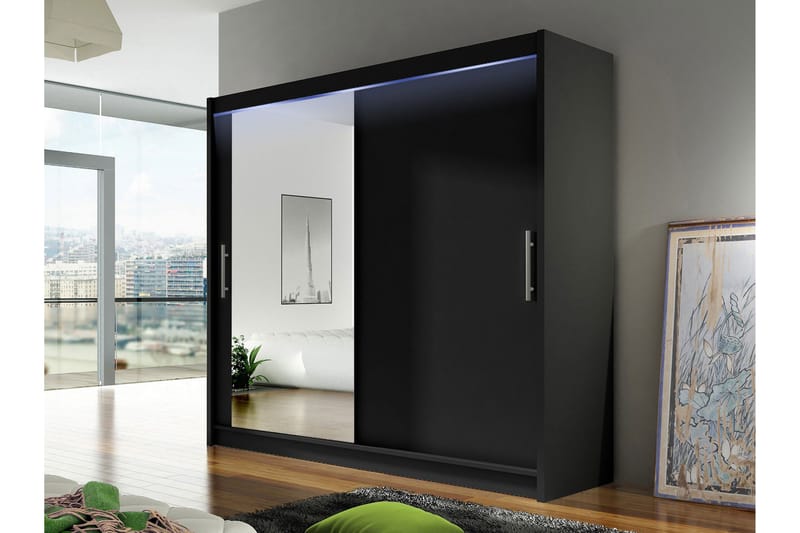 Rilievo Garderob m. Spegel 180x215 cm - Brun - Förvaring - Garderober & garderobssystem