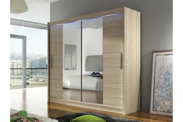 Rilievo Garderob m. Spegel 180x215 cm - Brun - Förvaring - Garderober & garderobssystem