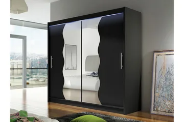 Rilievo Garderob m. Spegel 180x215 cm - Grå - Förvaring - Garderober & garderobssystem