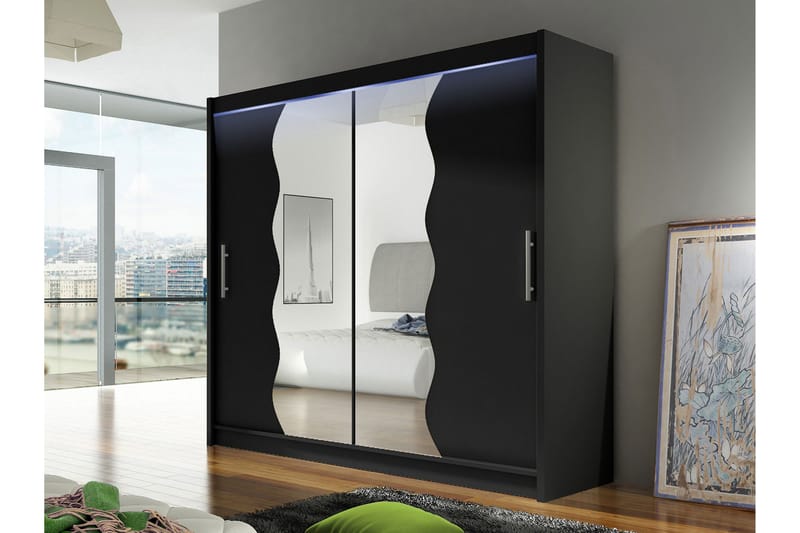 Rilievo Garderob m. Spegel 180x215 cm - Grå - Förvaring - Garderober & garderobssystem