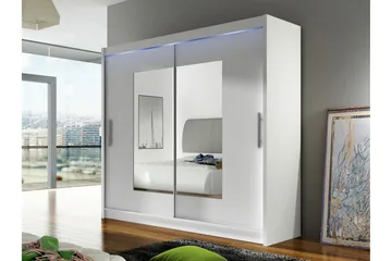 Rilievo Garderob m. Spegel 180x215 cm - Vit - Förvaring - Garderober & garderobssystem