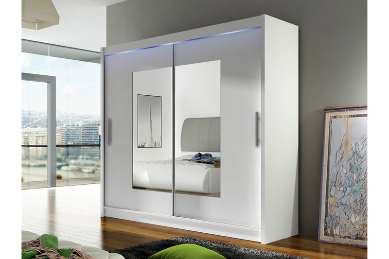 Rilievo Garderob m. Spegel 180x215 cm - Vit - Förvaring - Garderober & garderobssystem