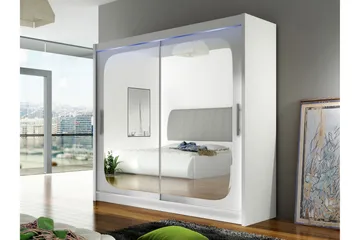 Rilievo Garderob m. Spegel 180x215 cm - Vit - Förvaring - Garderober & garderobssystem