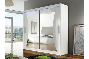 Rilievo Garderob m. Spegel 180x215 cm - Vit - Förvaring - Garderober & garderobssystem