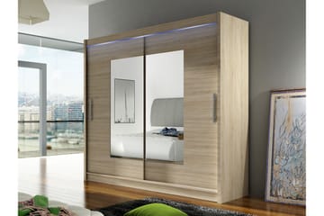 Rilievo Garderob m. Spegel 180x215 cm - Vit/Brun - Förvaring - Garderober & garderobssystem