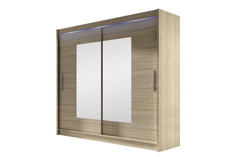 Rilievo Garderob m. Spegel 180x215 cm - Vit/Brun - Förvaring - Garderober & garderobssystem