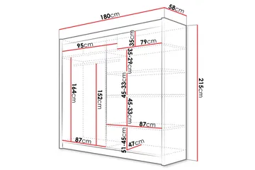Rilievo Garderob m. Spegel 180x215 cm - Vit/Brun - Förvaring - Garderober & garderobssystem
