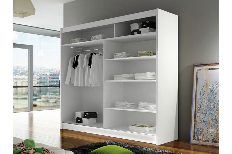 Rilievo Garderob m. Spegel 180x215 cm - Vit/Brun - Förvaring - Garderober & garderobssystem