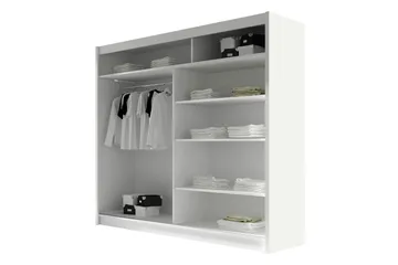 Rilievo Garderob m. Spegel 180x215 cm - Vit/Brun - Förvaring - Garderober & garderobssystem