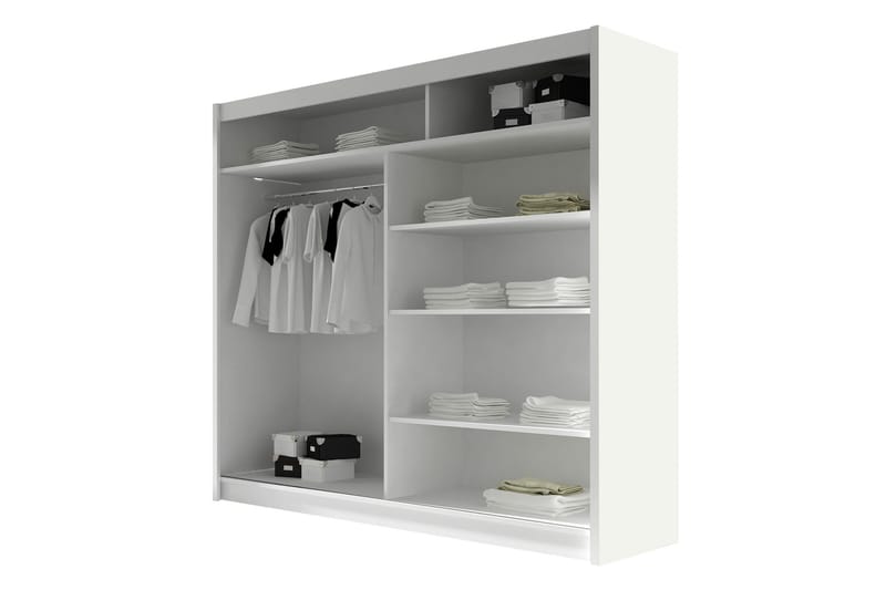 Rilievo Garderob m. Spegel 180x215 cm - Vit/Brun - Förvaring - Garderober & garderobssystem