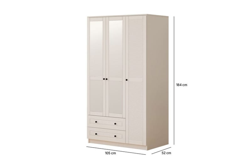 Rynric Garderob 105x184 cm - Matt Vit - Förvaring - Garderober & garderobssystem