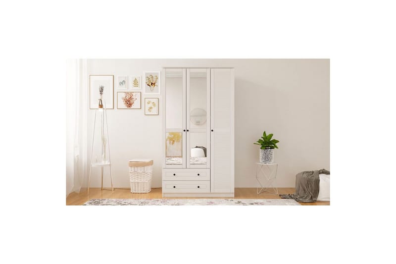 Rynric Garderob 105x184 cm - Matt Vit - Förvaring - Garderober & garderobssystem