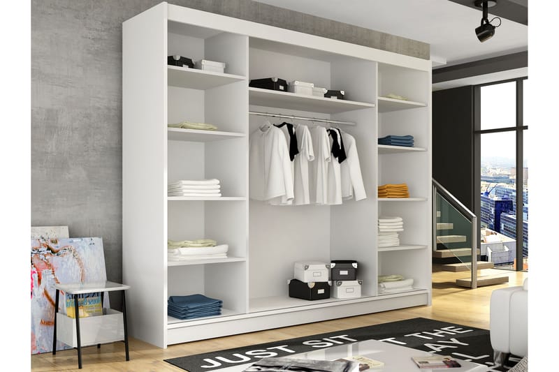 Sia Garderob med Spegel 250x215 cm - Beige - Förvaring - Garderober & garderobssystem