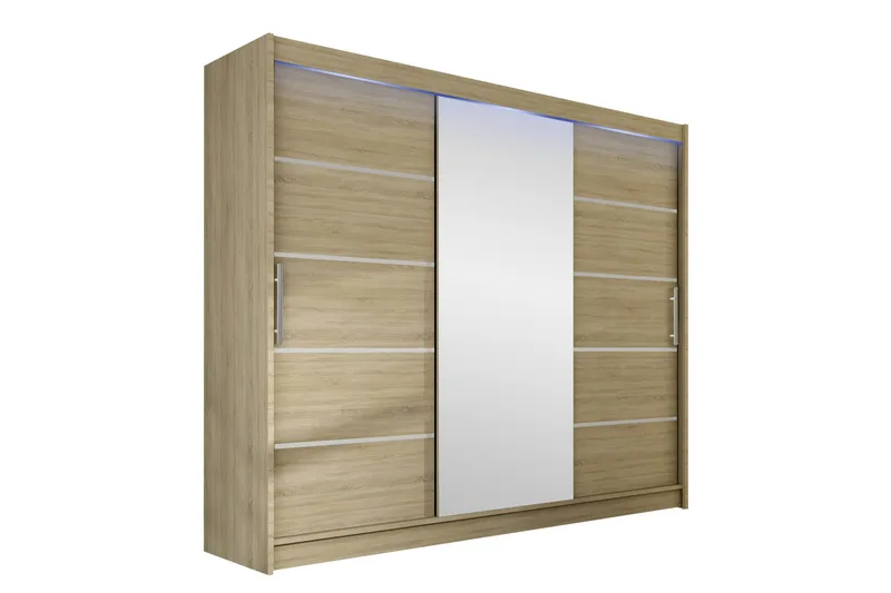 Sia Garderob med Spegel 250x215 cm, Beige