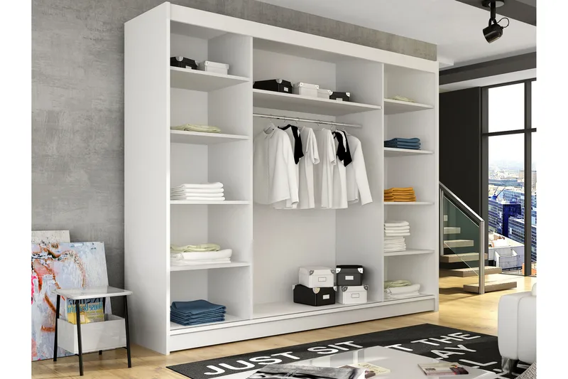 Sia Garderob med Spegel 250x215 cm - Svart - Förvaring - Garderober & garderobssystem