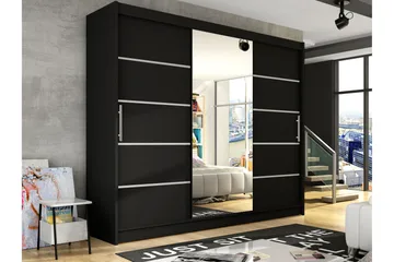 Sia Garderob med Spegel 250x215 cm - Svart - Förvaring - Garderober & garderobssystem