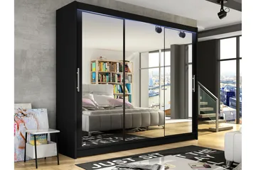 Sia Garderob med Spegel 250x215 cm - Svart - Förvaring - Garderober & garderobssystem