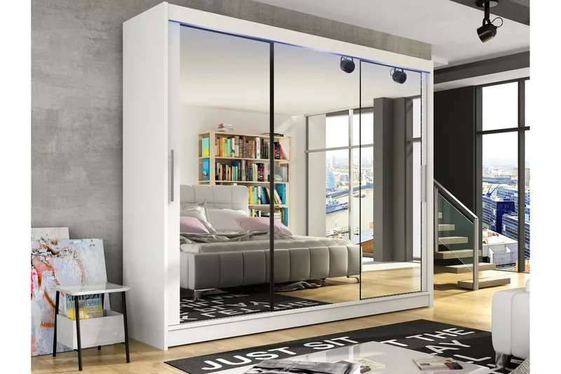 Sia Garderob med Spegel 250x215 cm - Vit - Förvaring - Garderober & garderobssystem