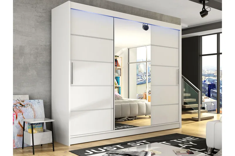 Sia Garderob med Spegel 250x215 cm - Vit - Förvaring - Garderober & garderobssystem