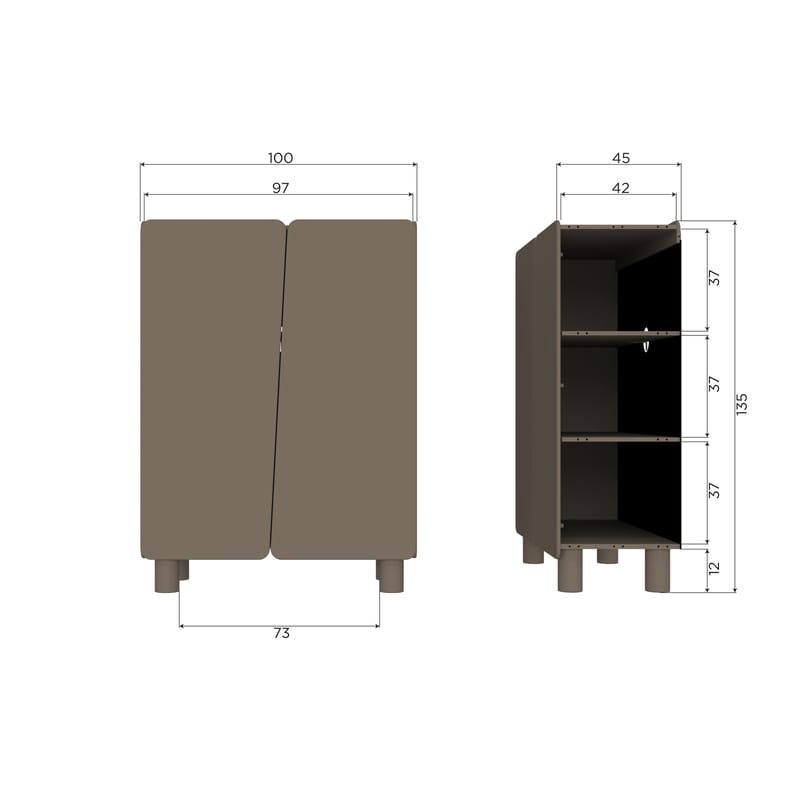 2-dörrars Skåp Root 100 cm - Tryffelbrun - Förvaring - Skåp - Förvaringsskåp