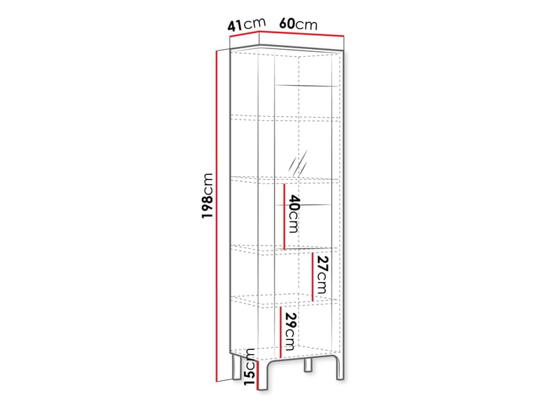 Aggarwal Vitrinskåp 60 cm med Förvaring i Trä med Glasfront - Brun - Förvaring - Skåp - Vitrinskåp