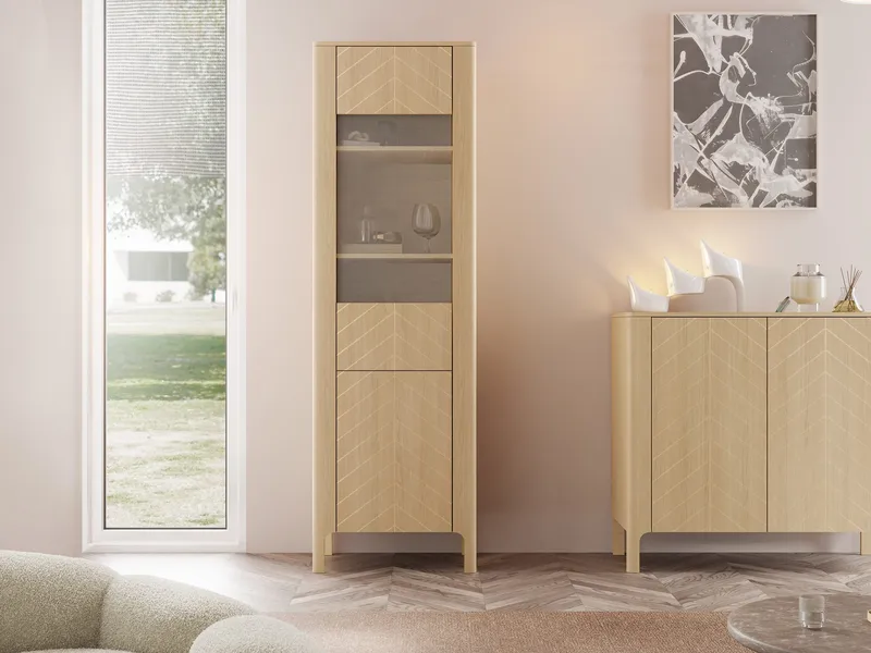 Aggarwal Vitrinskåp 60 cm med Förvaring i Trä med Glasfront - Brun - Förvaring - Skåp - Vitrinskåp