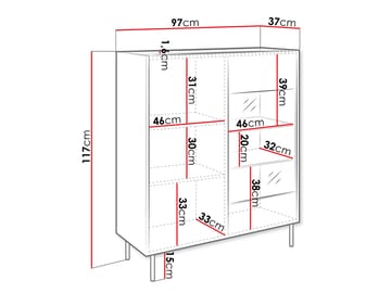 Akihito Vitrinskåp 97x117 cm - Brun - Förvaring - Skåp - Vitrinskåp