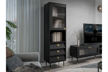 Akilesh Vitrinskåp 52x180 cm - Svart - Förvaring - Skåp - Vitrinskåp