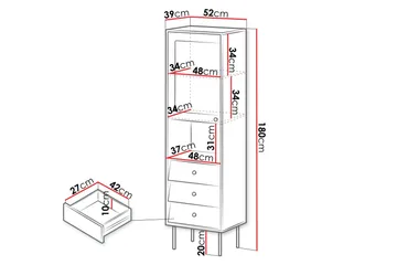 Akilesh Vitrinskåp 52x180 cm - Svart - Förvaring - Skåp - Vitrinskåp