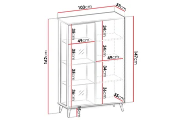Akinari Vitrinskåp 103x162 cm - Brun/Beige - Förvaring - Skåp - Vitrinskåp