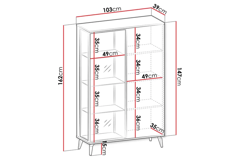 Akinari Vitrinskåp 103x162 cm - Brun/Beige - Förvaring - Skåp - Vitrinskåp