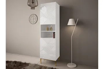 Alim Vitrinskåp 55x200 cm - Vit - Förvaring - Skåp - Vitrinskåp