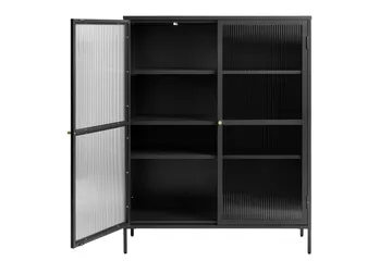 Anatole Vitrinskåp 25 cm djup 111 cm bred 140 cm hög Metall - Svart - Förvaring - Skåp - Vitrinskåp