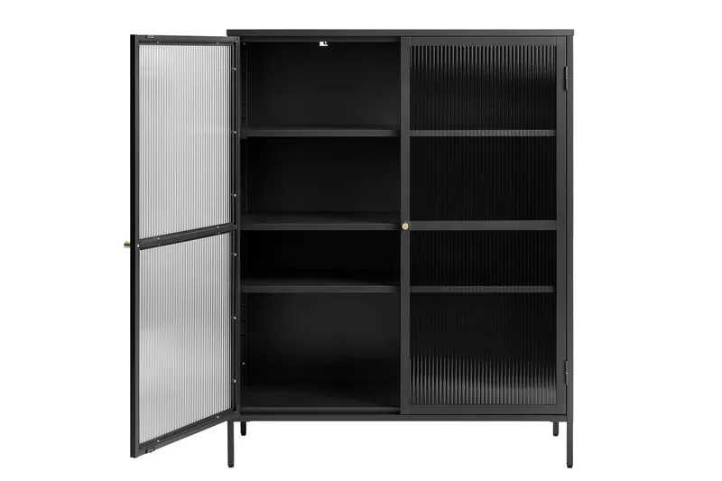 Anatole Vitrinskåp 40 cm djup 111 cm bred 140 cm hög Metall - Svart - Förvaring - Skåp - Vitrinskåp