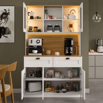 Asten Kaffestation 120x191,8x44 cm - Vit - Förvaring - Skåp - Vitrinskåp
