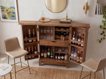 Avelo Barskåp 65 cm i massivt sheeshamträ med fällbar design - naturligt trä - Förvaring - Skåp - Barskåp