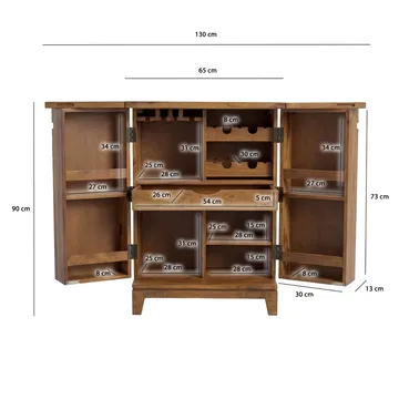Avelo Barskåp 65 cm i massivt sheeshamträ med fällbar design - naturligt trä - Förvaring - Skåp - Barskåp