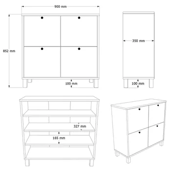 Avero Skoskåp 90x85,2x35 cm - Vit ek - Förvaring - Skåp - Förvaringsskåp