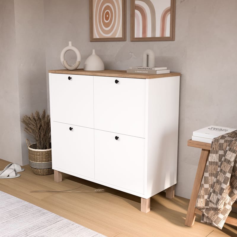 Avero Skoskåp 90x85,2x35 cm - Vit ek - Förvaring - Skåp - Förvaringsskåp