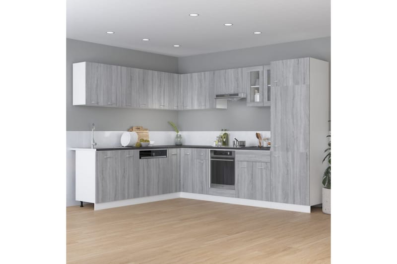 beBasic Skåp för kylskåp grå sonoma 60x57x207 cm konstruerat trä - Grey - Förvaringsskåp