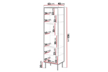 Belonger Smalt Vitrinskåp 40 cm djup 53 cm bred 182 cm hög Mörkt Trä Glas - Svart/Valnöt - Förvaring - Skåp - Vitrinskåp