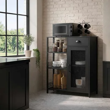 Berriaren Multifunktionsskåp 75x95x30 cm - Svart - Förvaring - Skåp - Förvaringsskåp