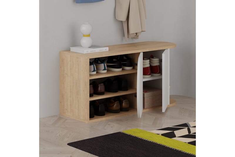 Berriaren Skoskåp 104 cm - Ek/Vit - Förvaring - Skåp - Förvaringsskåp