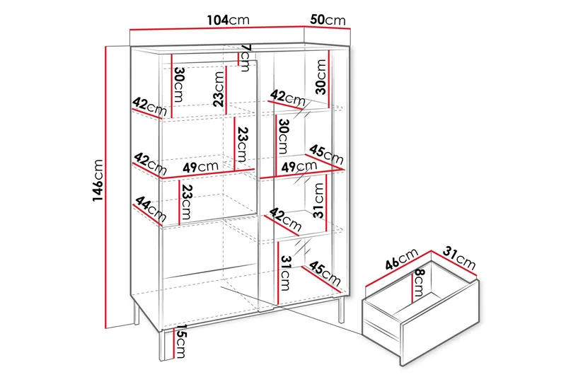 Bjurholm Vitrinskåp 104x146 cm - Grön - Förvaring - Skåp - Vitrinskåp