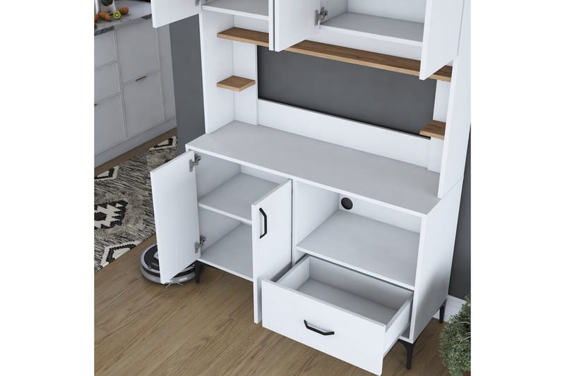 Cerreta Högskåp 184,2 cm - Mediumfärgat trä/Vit - Förvaring - Skåp - Förvaringsskåp