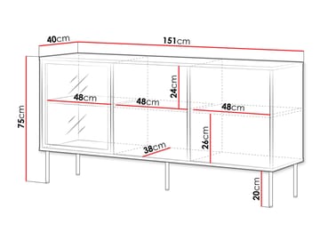 Claven Skänk 151 cm - brun - Förvaring - Skåp - Vitrinskåp