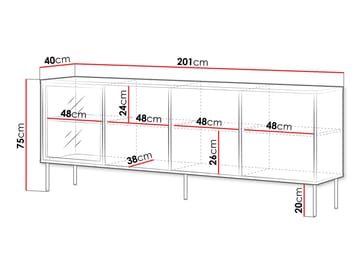 Claven Skänk 200 cm - brun - Förvaring - Skåp - Vitrinskåp