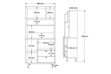 Donae Highboard - Ek/Grön - Förvaring - Skåp - Förvaringsskåp